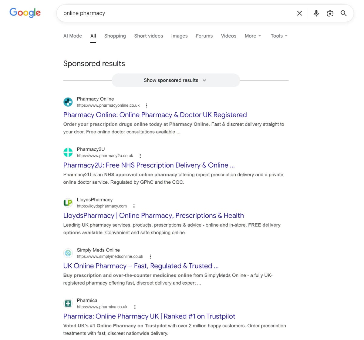 Pharmacy Online ranking #1 on Google