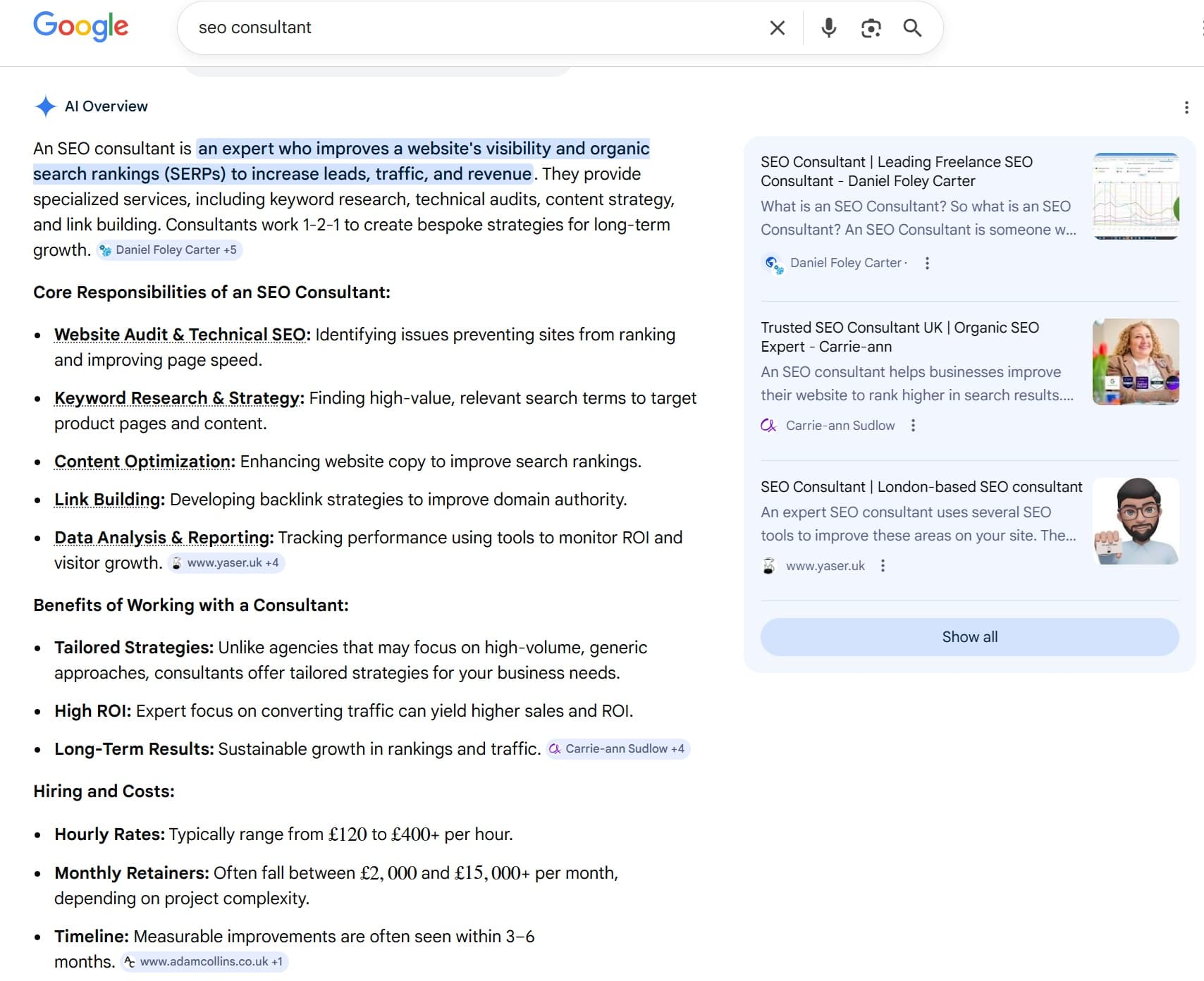 Google AI Overview example
